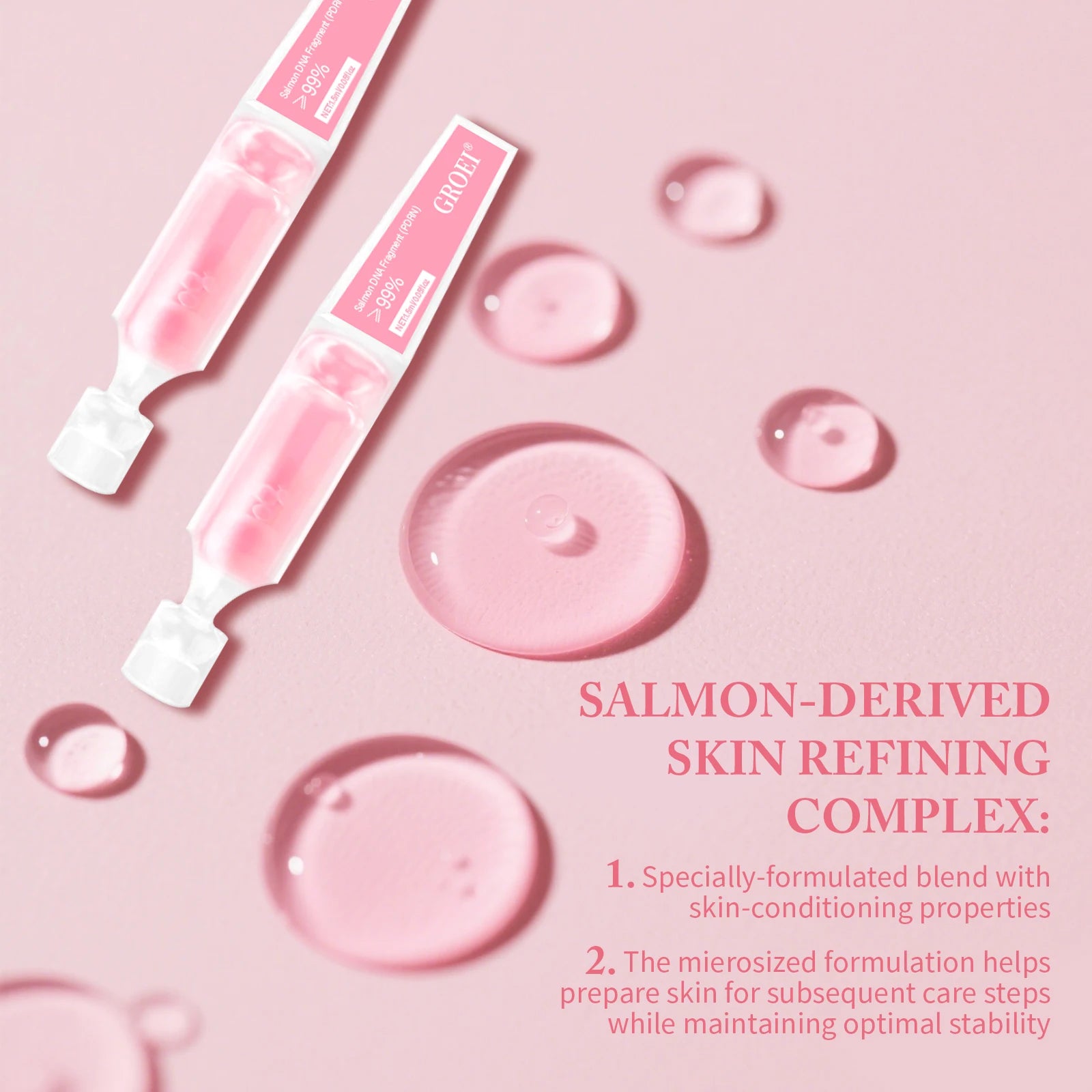 10pcs/Box PDRN Pink One Day Serum Deep Moisturizing,Repairs,Brightens,Reduces Sagging Skin Care Essence Multi-effect Benefits