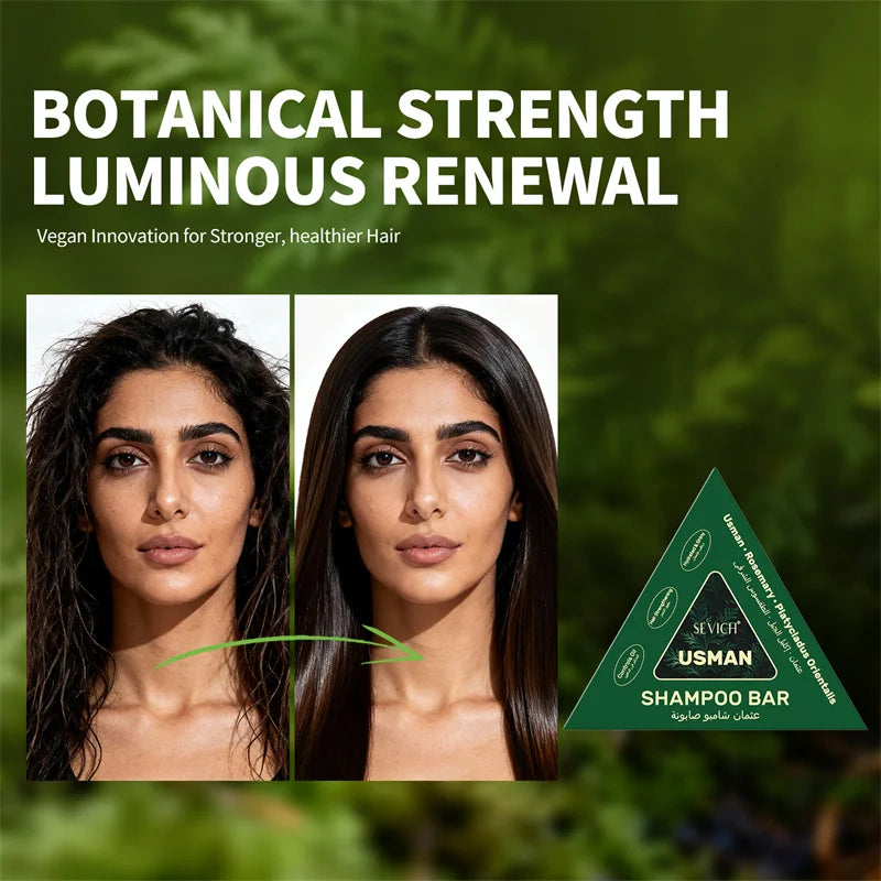 3 IN 1 Usman Grass Herbal Shampoo Soap Hair Loss Treat Solid Shampoo Bar Strengthen Hair Root Oil Control Hair Growth Hair Care