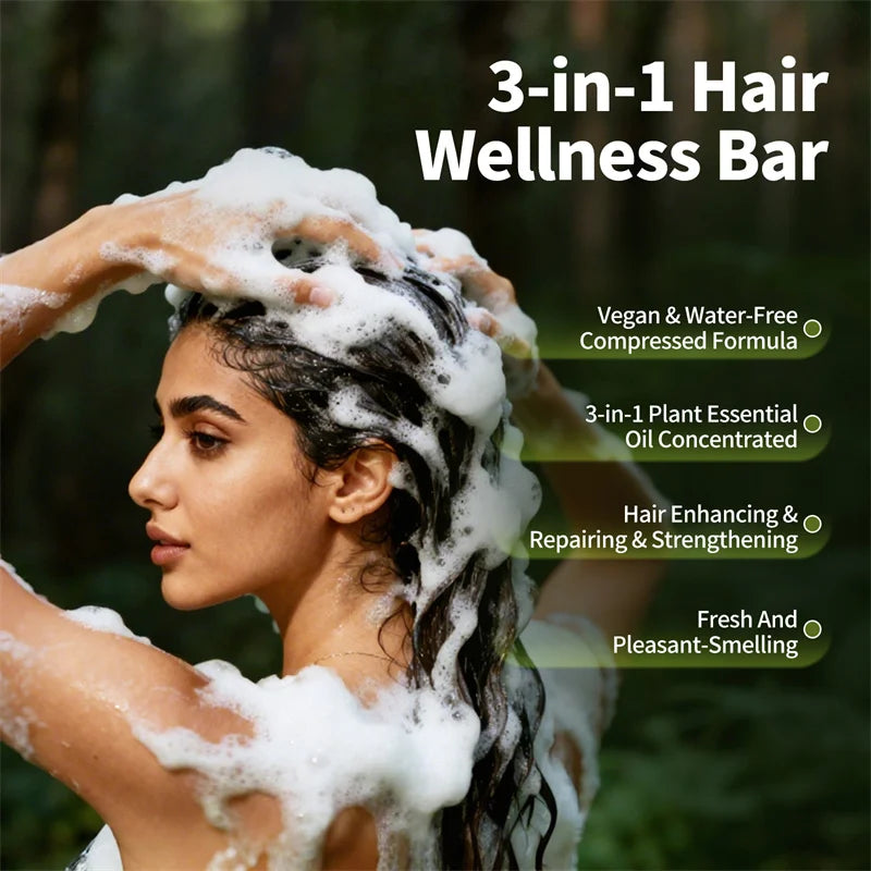 3 IN 1 Usman Grass Herbal Shampoo Soap Hair Loss Treat Solid Shampoo Bar Strengthen Hair Root Oil Control Hair Growth Hair Care